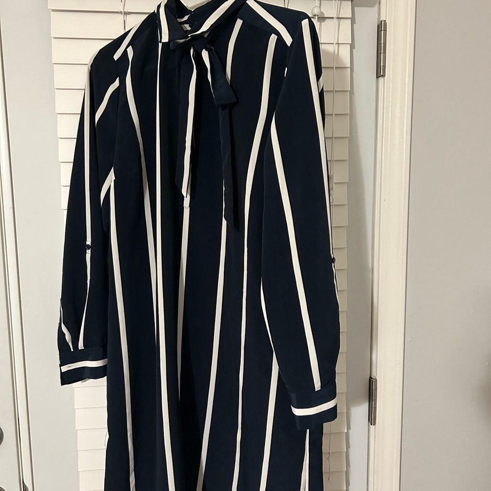 Tommy Hilfiger Navy and White Striped Dress M